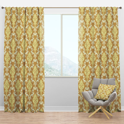 Panneau de rideau simple semi-diaphane avec passe-tringle Damask
