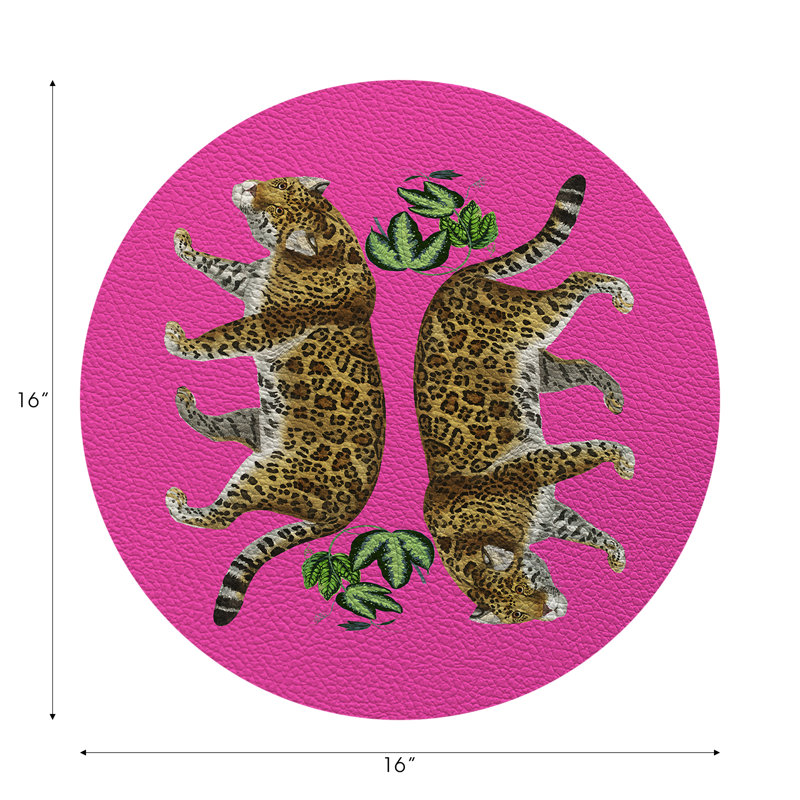 Leopard Placemat Set, Hot Pink