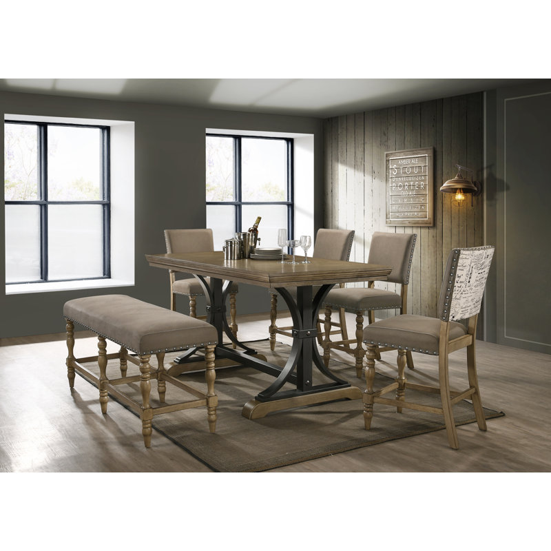 Dasher Solid Wood Top Trestle Dining Set