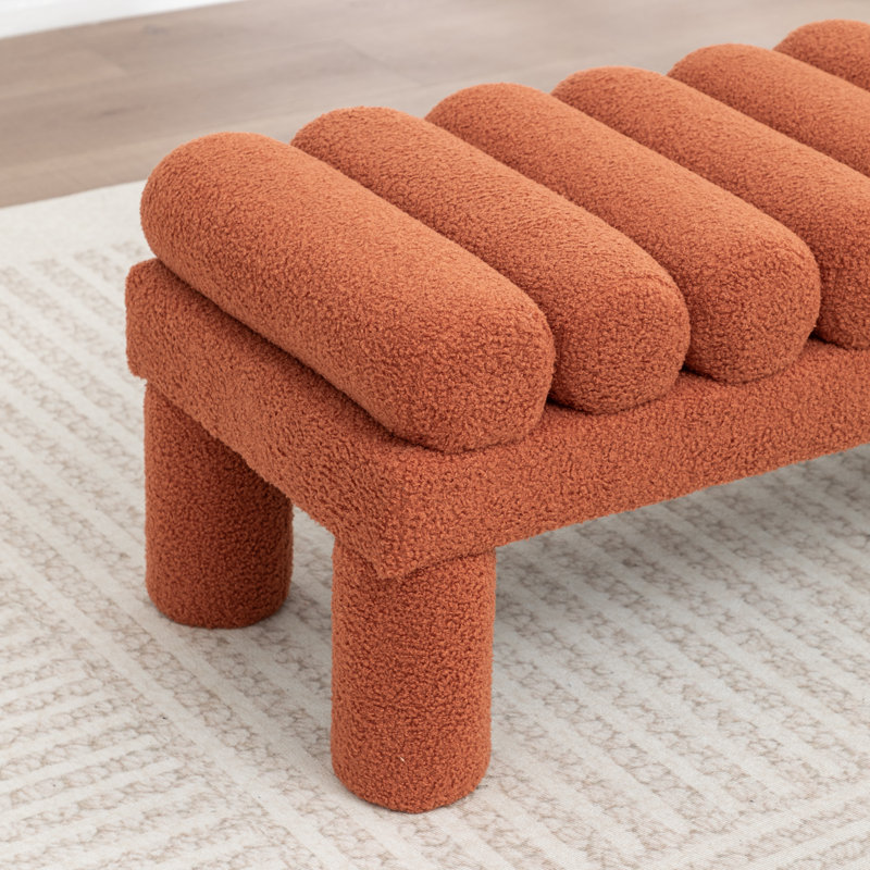 Modern Upholstered Bench, Orange