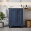Meuble-lavabo minimaliste 24 po avec pieds sculptés et tablette réglable - Armoire de rangement à fermeture en douceur avec lavabo en céramique pour les petites salles de bain ou les salles d'eau-259087123