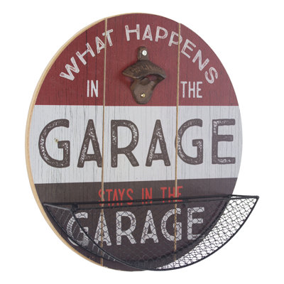 Ouvre-bouteille et capuchon Trinx What Happens in the Garage - 14 po x 14 po x 3,25 po