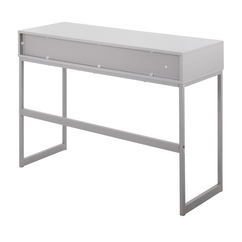 Console contemporaine en métal gris et bois gris