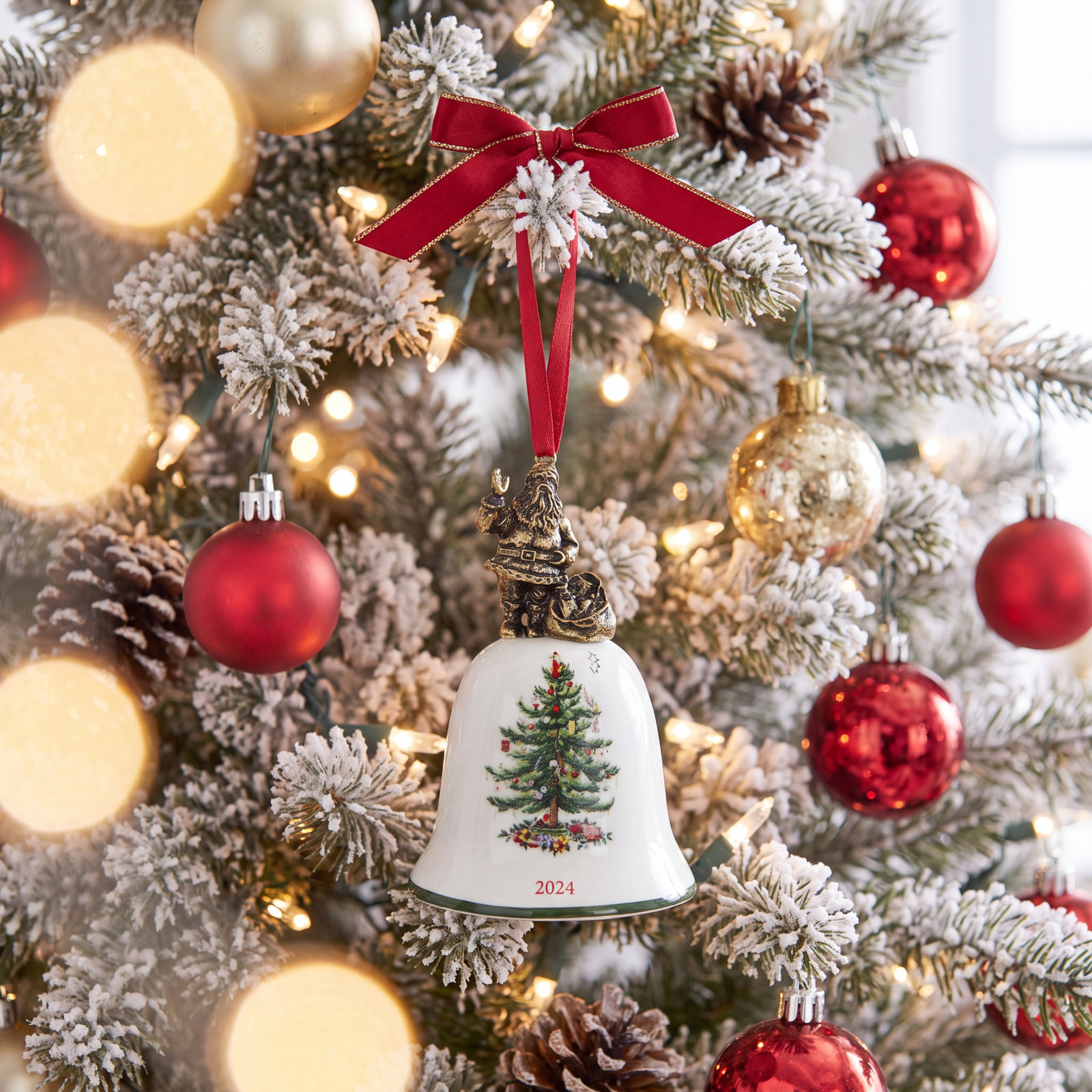 Santa Bell Ornament Dated 2024