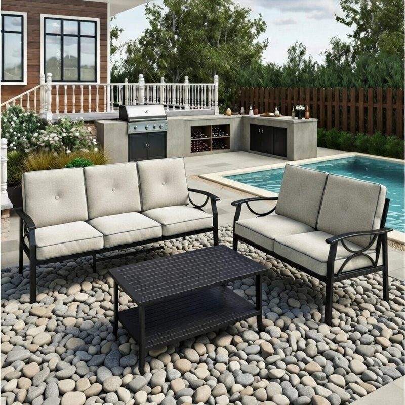 3-Piece Metal Patio Furniture Set