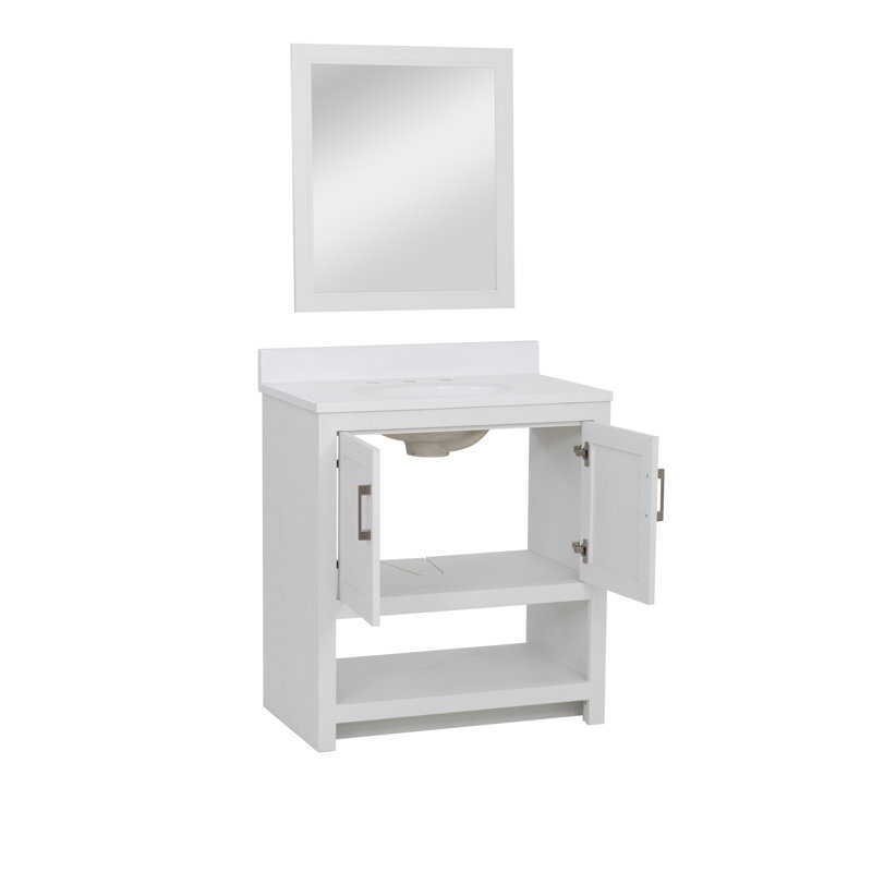 Coiffeuse 30 po avec miroir Stovall, Blanc