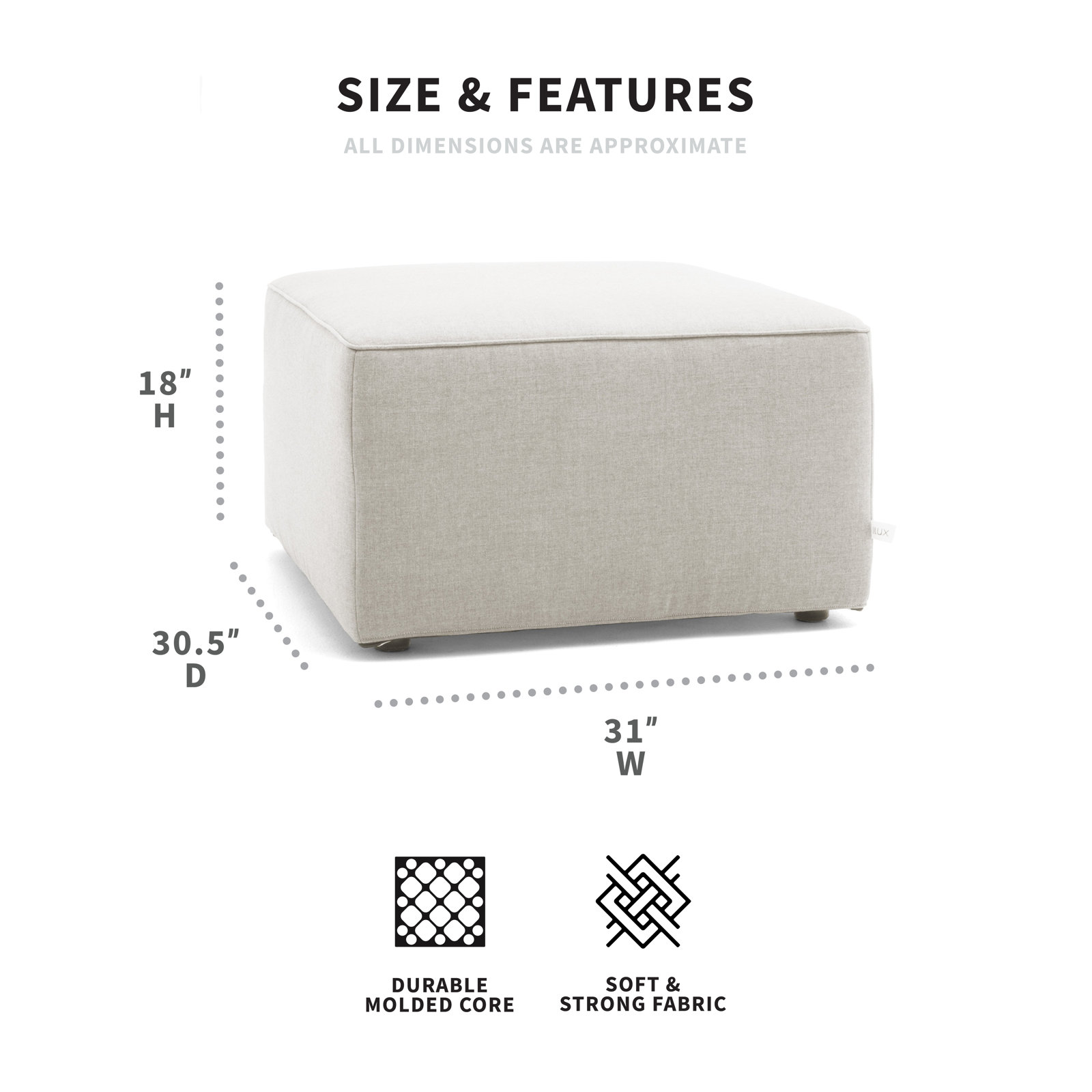 Big Joe Sunbrella® Patio Ottoman, Fresh Gray