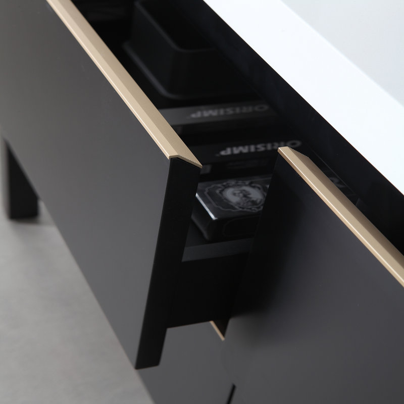 Erbil 60 po L x 21 po P 4 tiroirs Meuble-lavabo avec évier double et Comptoir en Quartz blanc