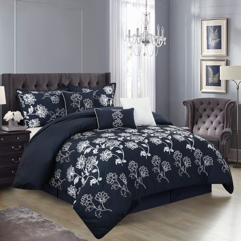Ensemble d'édredon floral 7 pièces Alaya, Grand