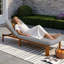 Chaise longue de patio réglable en bois d'acacia avec coussin-1399820510-1399820511