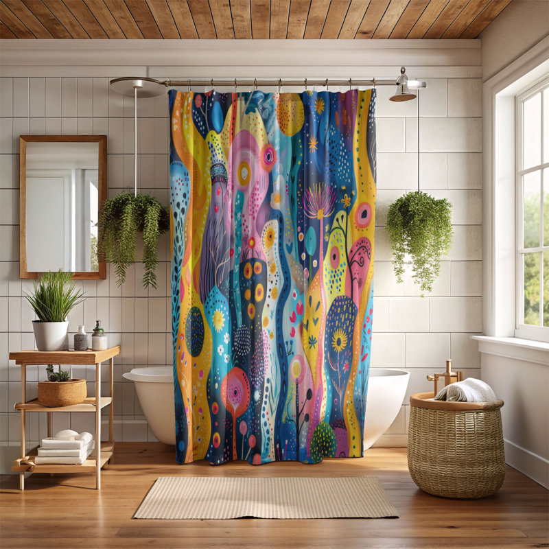 Flashy Art - Rideau de douche Premium, H 74 po x l 71 po