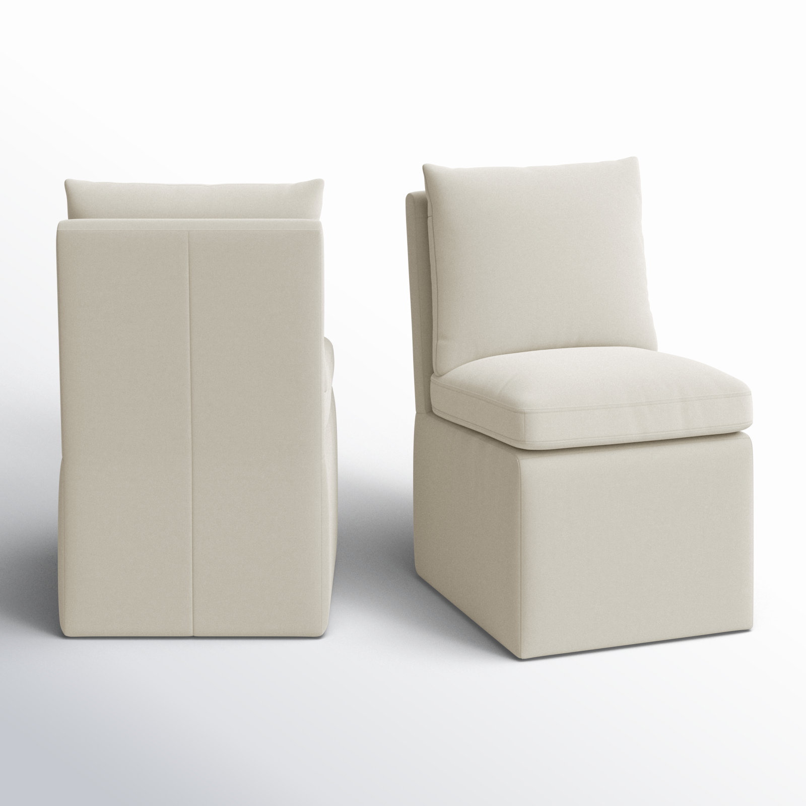 Alayaa Upholstered Side Chair with Casters, Bella Beach Performance Velvet