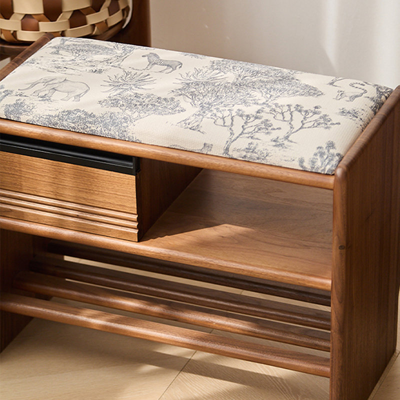 Tabouret à langer en noyer, Beige