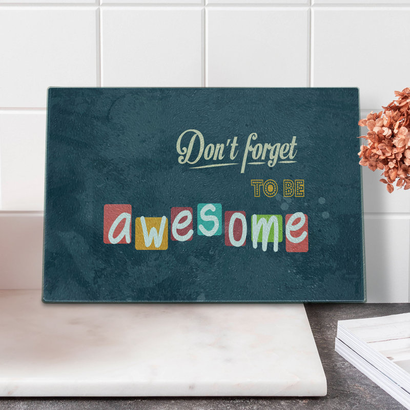 Ambesonne Wording Tempered Glass Cutting Board Being Multicolor
