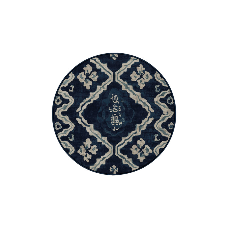 Machine Washable Gray Area Rug, Round 5'