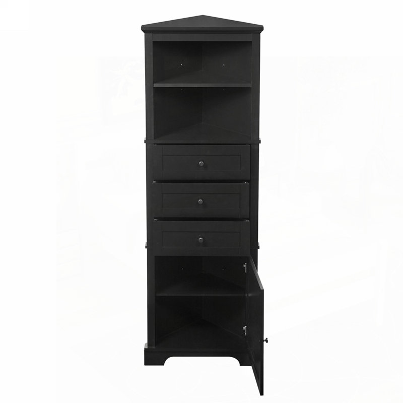 Armoire triangulaire polyvalente avec plusieurs options de rangement pour différentes pièces, Noir