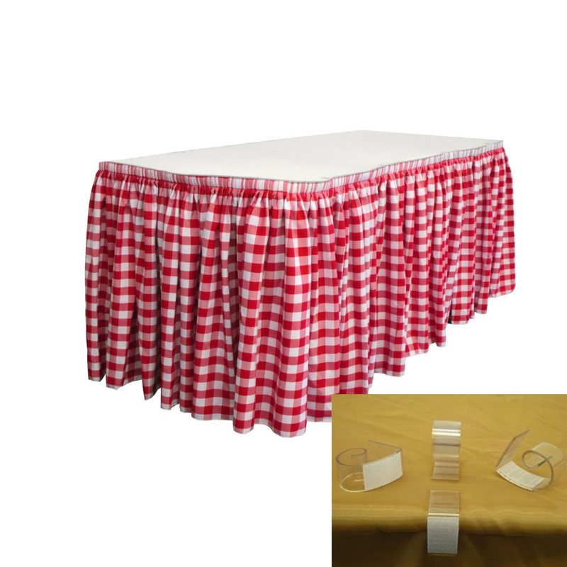 Jupe de table Burkinshaw, Blanc / Rouge, l 168 po x L 29 po