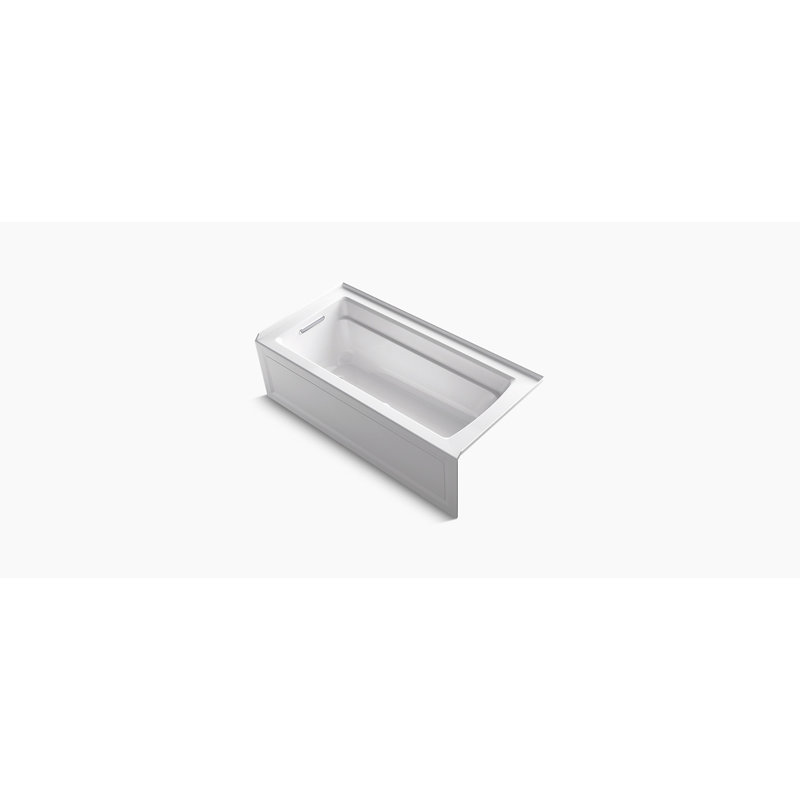 Archer Alcove BubbleMassage Air Bath with Integral Apron, Left-Hand Drain and Bask Heated Surface, Blanc