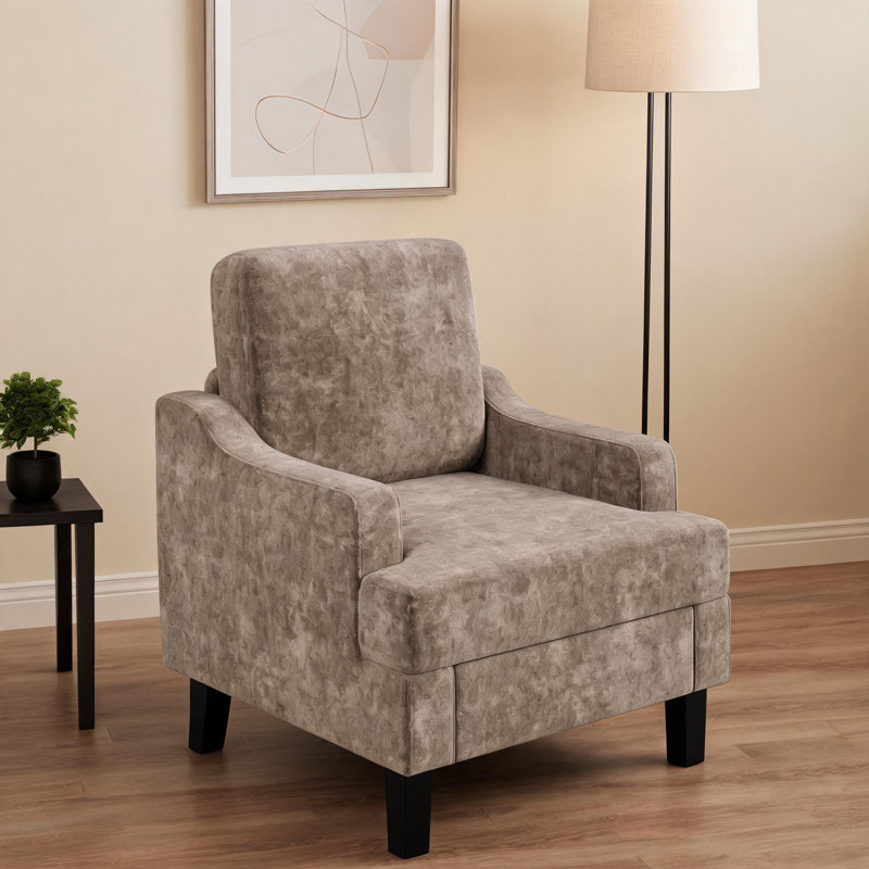 Fauteuil d'appoint en chenille, fauteuil de lecture rembourré, Tan Chenille