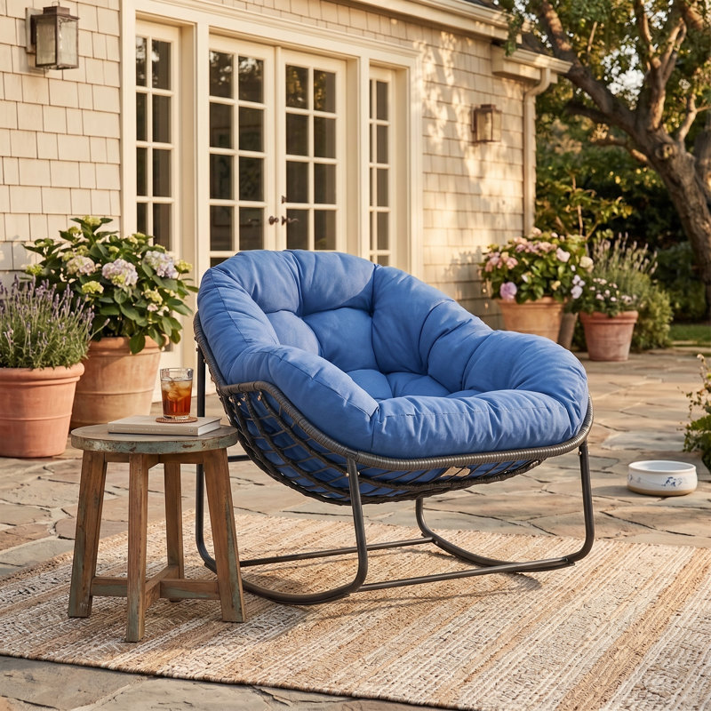 Chaise d'extérieur Cadynce, Bleu, Noir, noir, noir, noir