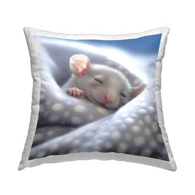 Fuzzy Sleeping Mouse Decorative Printed Throw Pillow by Roozbeh
