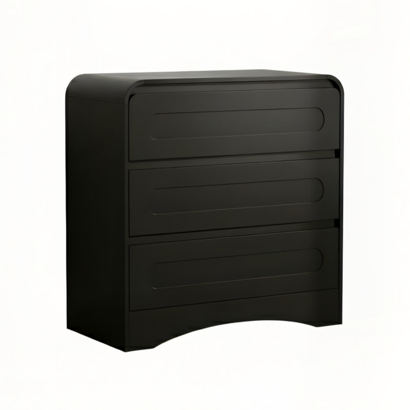 Commode courbée 3 tiroirs, noir, Noir
