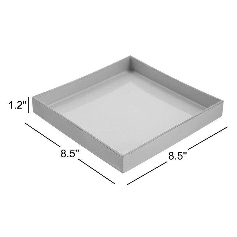 Plateau carré en plastique de 8,5 po avec finition blanche et bordure dorée, plateau d'appoint transitionnel pour pièce maîtresse, organisation ou service