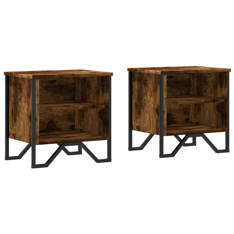 Alliyah 40cm W Metal Bedside Table, Smoked Oak