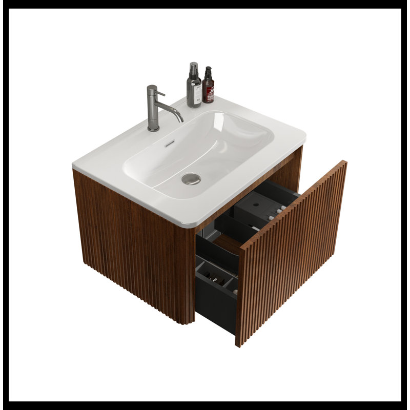 Meuble-lavabo simple 24,01 po avec plateau en céramique Annissia