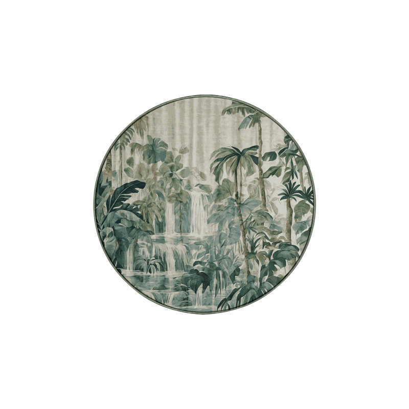 Tapis vert soyeux et moelleux, Rond 3 pi