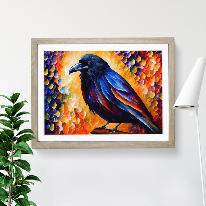 Raven Bird Vol.5 Abstract - Single Picture Frame Print, 34cm H x 46cm W x 2cm D, Oak