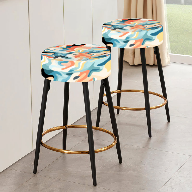 Ensemble de 2 tabourets de bar vert et orange Nomad Camo Elegance