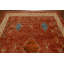 Tapis rouille en laine noué à la main de conception unique 6 pi 10 po x 9 pi 9 po New Age