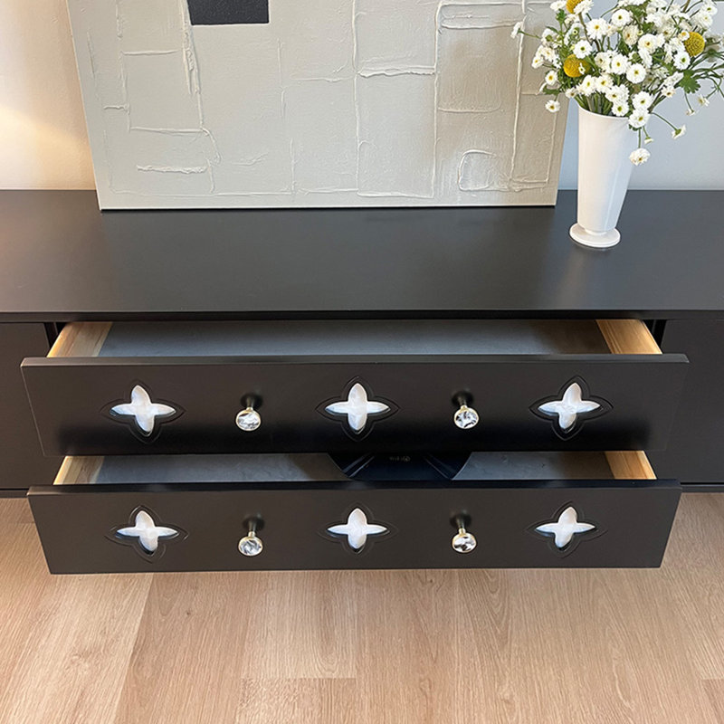 Solid Oak TV Stand with Elevated Legs, 22.04"H x 70.86"L x 15.74"W