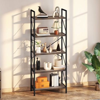 Industrial Bookcase, Corner Shelf Unit, Shelving Unit,  For Living Room, Study, Home Office