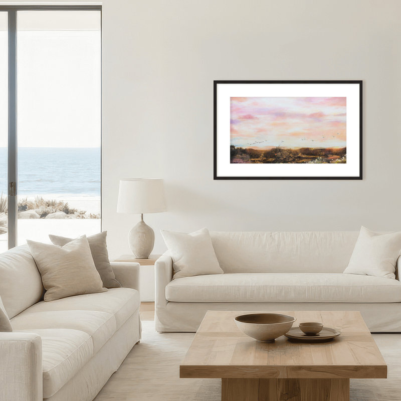 «Nature Inspired Evenfall» par Stefanie Bales - œuvre d'art encadrée, Toile avec cadre, 16" H x 24" W x 2.375" D, Blanc