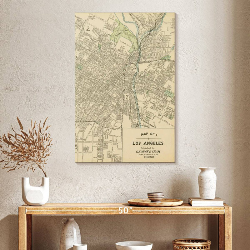 Carte de Los Angeles, H 39 po x l 26 po