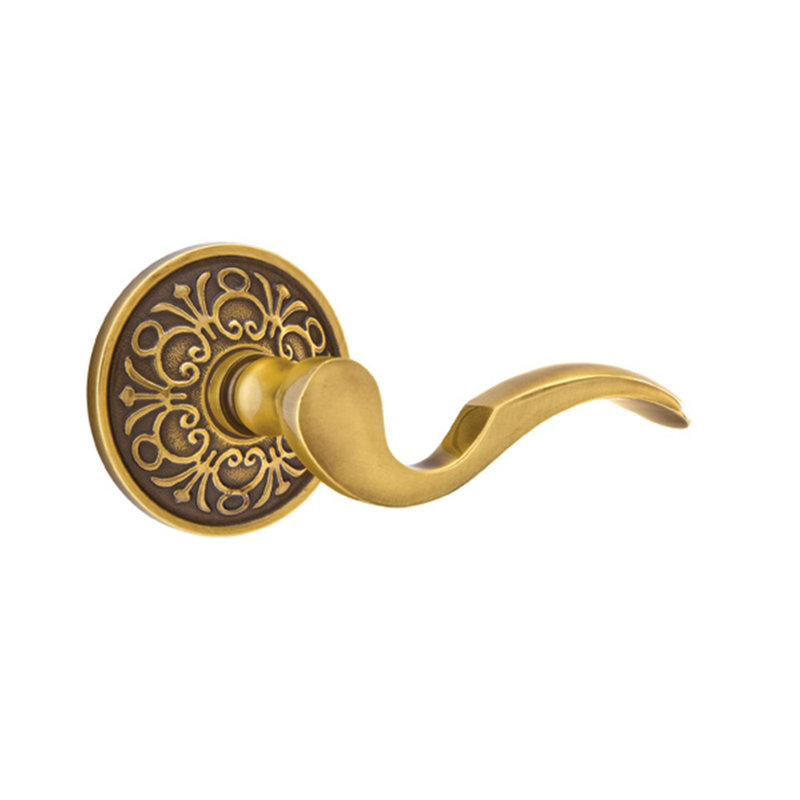 Poignée de porte avec rosette Cortina Passage (Hall & Closet), Droite, Laiton antique français