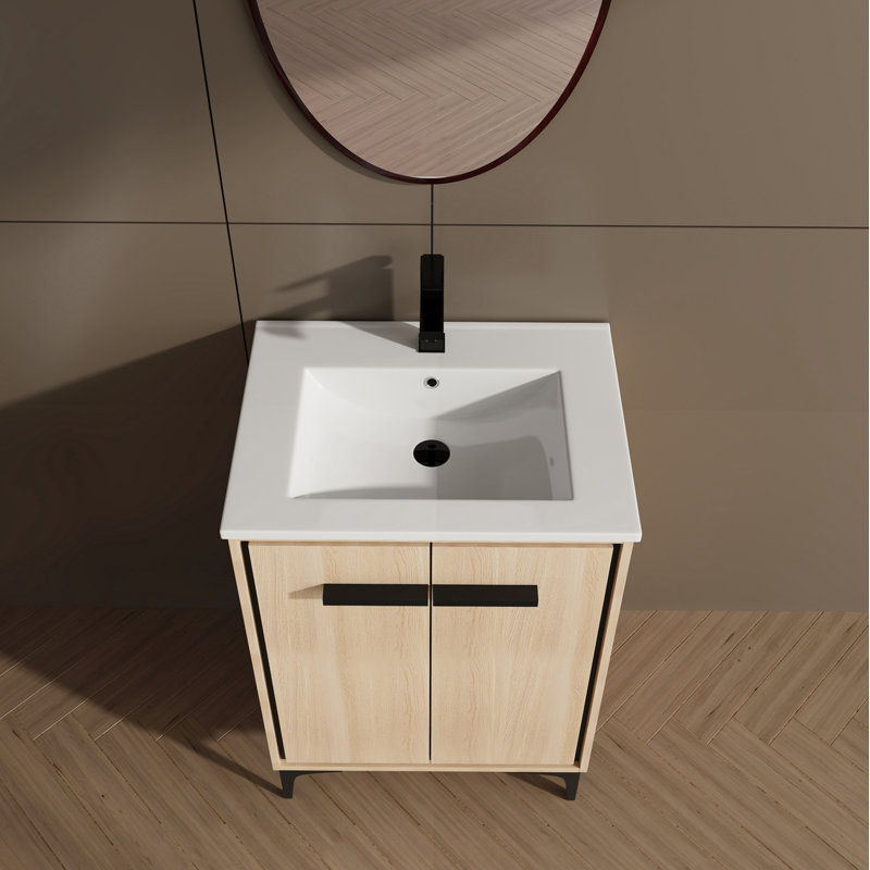 Meuble-lavabo simple avec plateau en céramique 24,02 po Wangler