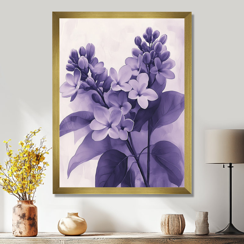 Britany - Floral Wall Art Prints, H 32 po x l 24 po, Reproduction encadrée sans passe-partout, Doré