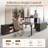 Reversible L-Shaped Electric Standing Desk with Storage Cabinet, Charging Station, File Drawers, Memory Presets, Dark Wood Finish
