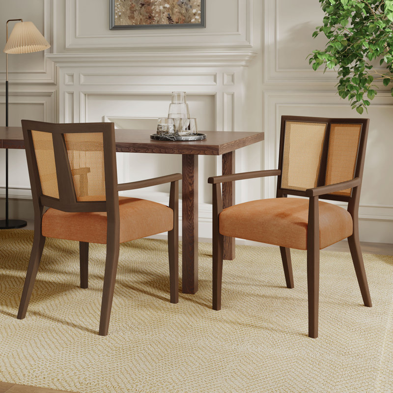 Ensemble de 2 chaises avec accoudoirs, Noyer, Caramel