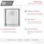 Évier de cuisine encastré à simple cuve en acier inoxydable de calibre 18 avec grille inférieure 15 po x 15 po-45347163-131082340