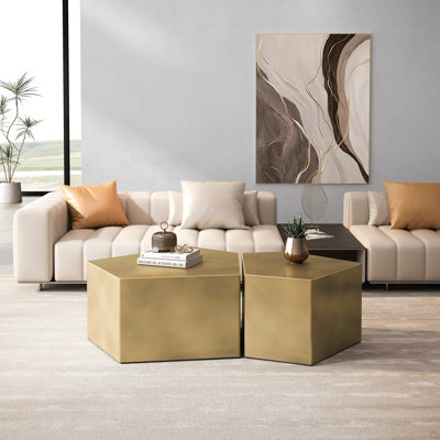 Irregular Pentagon Nesting Coffee Table Set, Geometric Coffee Table Set, Side Table Set, Cocktail Table Set
