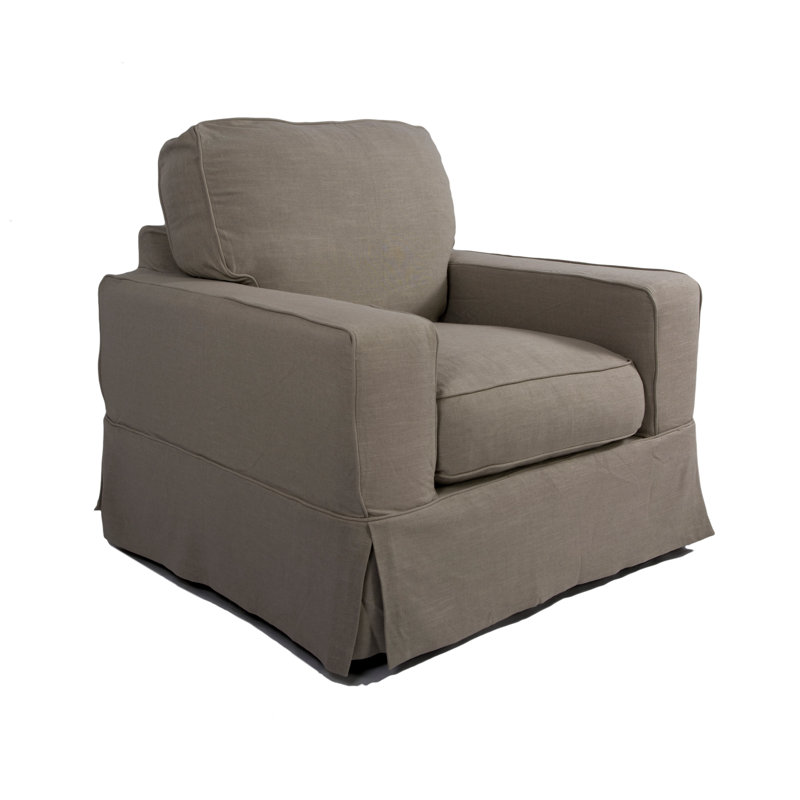 Fauteuil à housse large Gauvin, Gris clair