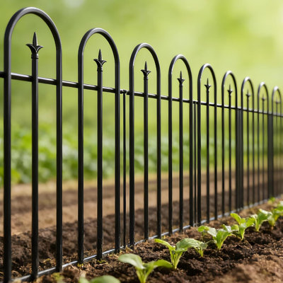 Clôture de jardin en métal noir à 5 panneaux H 36 po x l 28 po sans bordure, bordure décorative antirouille de 11,6 pi pour plates-bandes, cours et patios