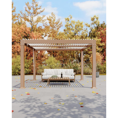 10x10ft Aluminum Louvered Pergola with Hand-Crank Adjustable Roof