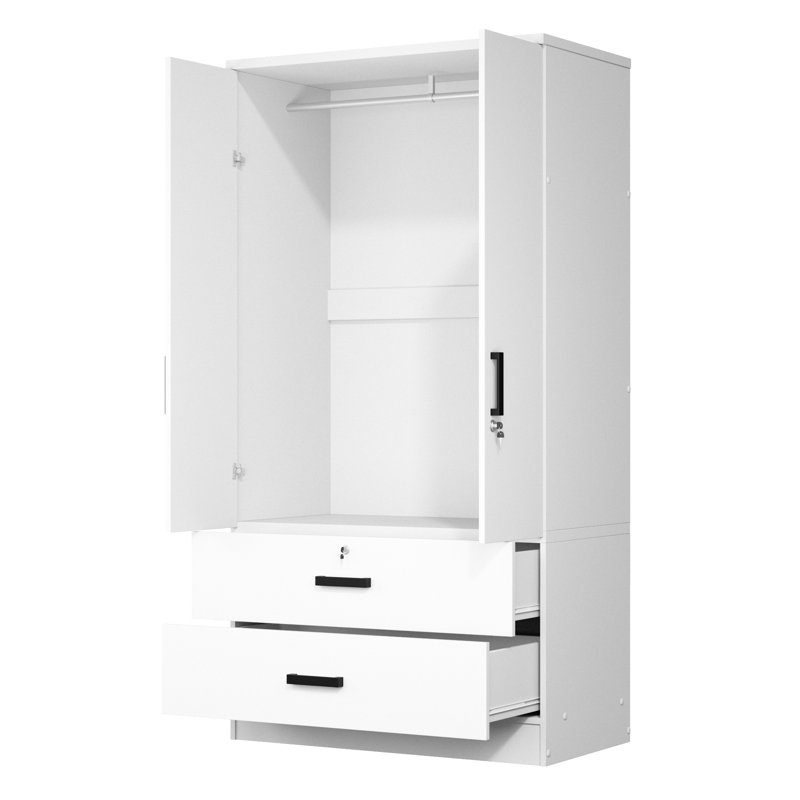 Armoire 2 portes avec 2 tiroirs Scottie, Blanc