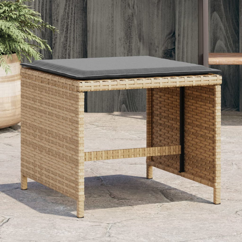 Ensemble de 4 tabourets de jardin en rotin brun Vidaxl, Gris, Gris