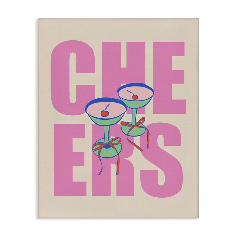  «Cheers Martinis & Bows», art mural sur toile par House of Lulu, H 20 po x l 16 po